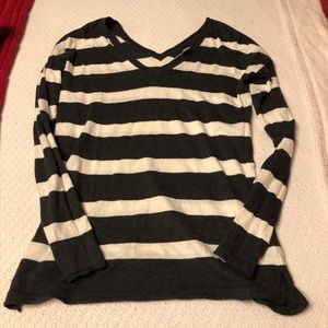Stripe sweater double vneck